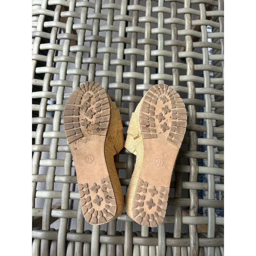 A New Day Women's Beige Woven Wedge Sandals Espadrille Buckle Slide‎ Size 7.5